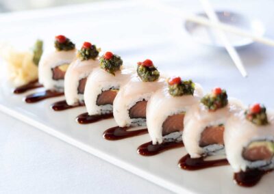 Tuna Roll Sushi on a white plate